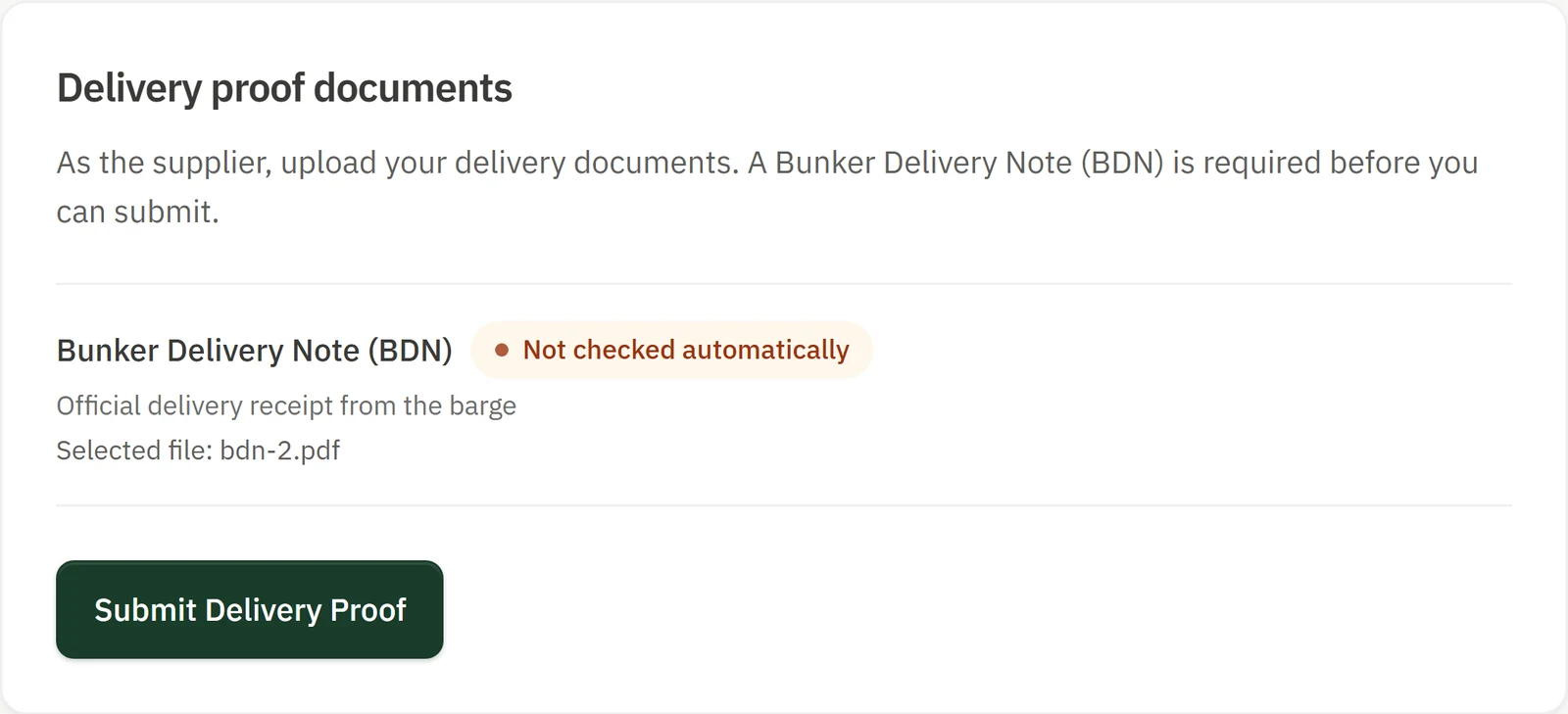Delivery proof upload